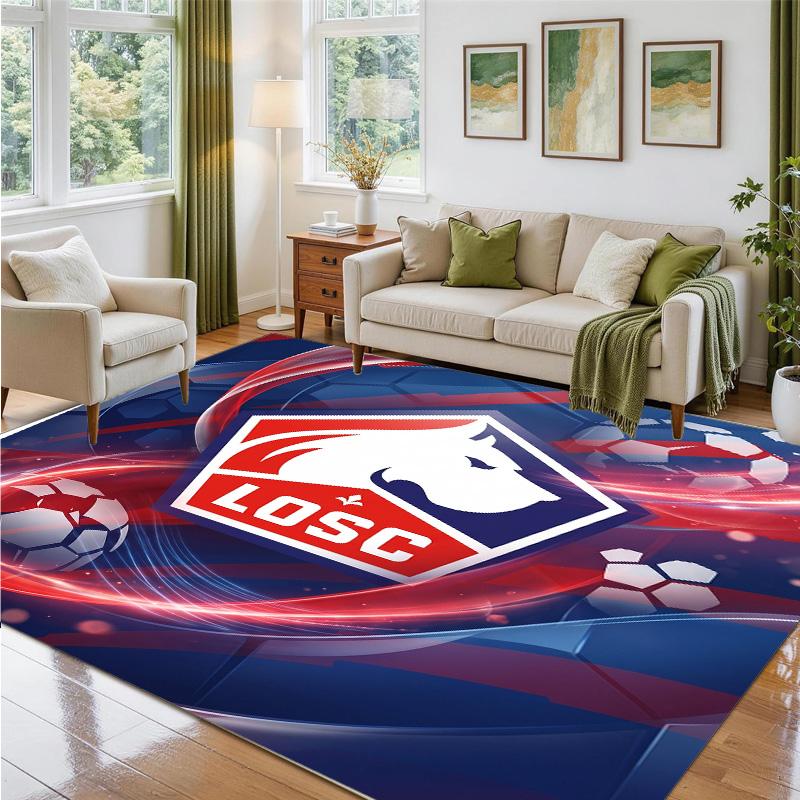 LOSC Lille FC Design Crystal Velvet Rug Soft Decorative Mat for Bedroom Entrance