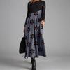Women Color Block Floral Print Long Sleeve Maxi Dress Casual Loose A Line Long Dress S-XXXL