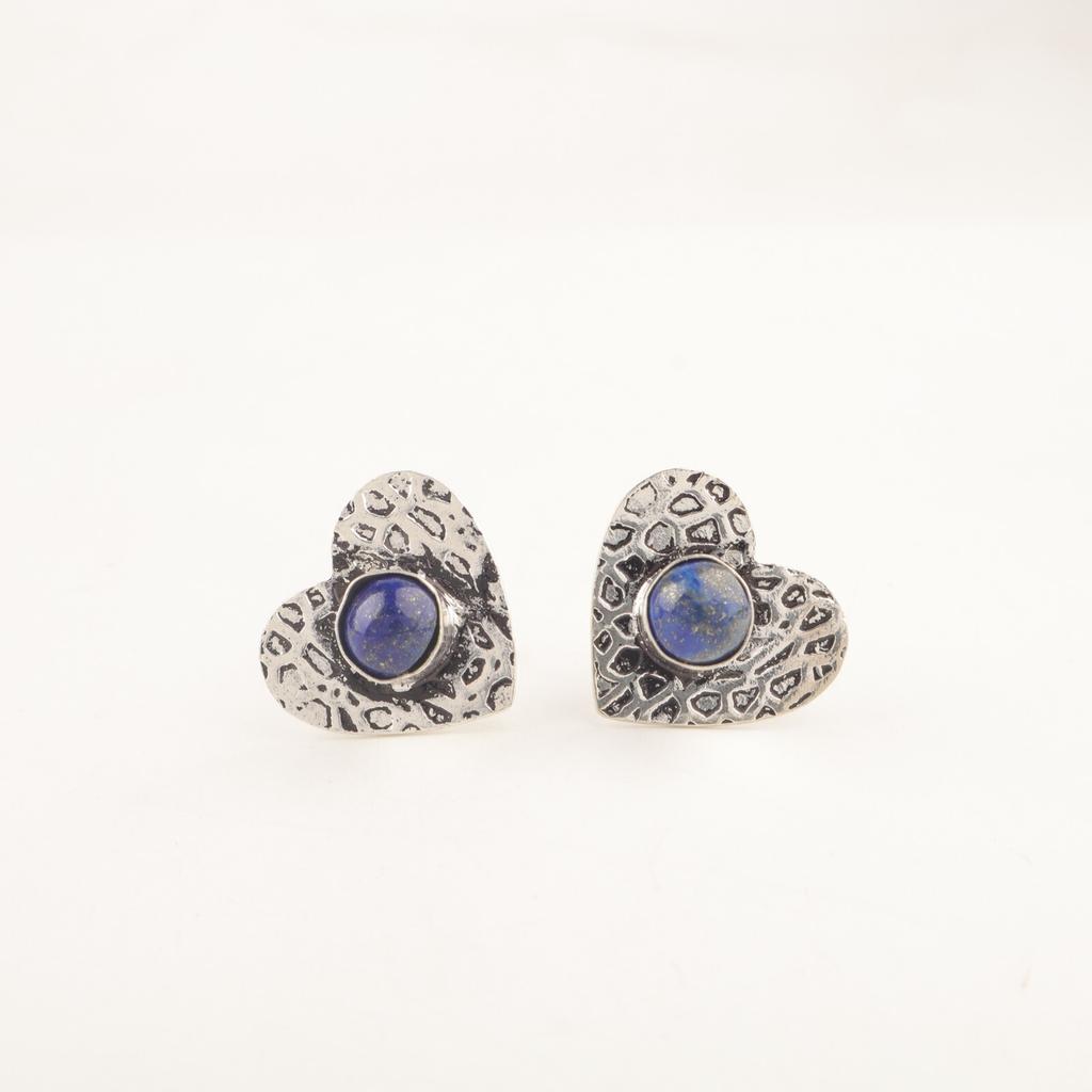 Round Lapis Lazuli Gemstone Ethnic Stud Best Friend Gift New Earrings 925 Silver EE-143-20