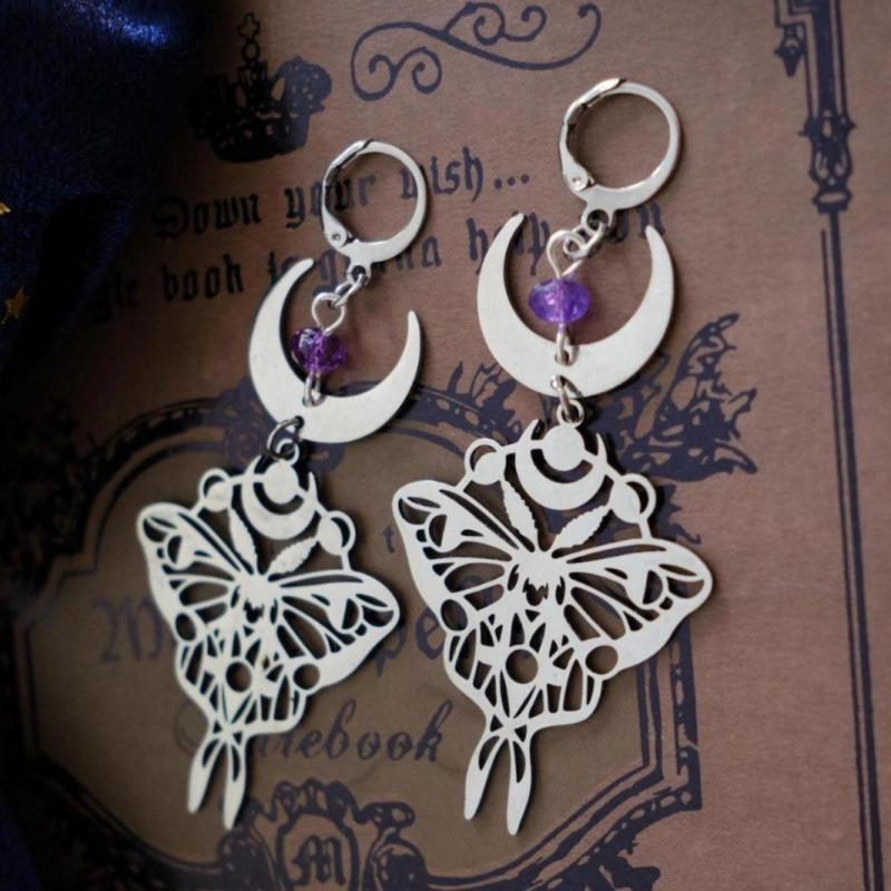 Moon Butterfly & Moth Celestial Earrings - Cross-border E-commerce Jewelry