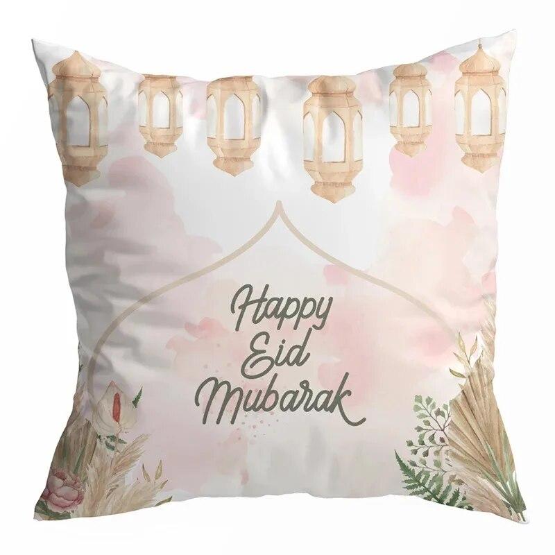 Ramadan Decoration 2024 Mubarak Cushion Cover Cotton Eid Mubarak Islamic Muslim Happy Eid Mosque Pillowcase Party Supplies