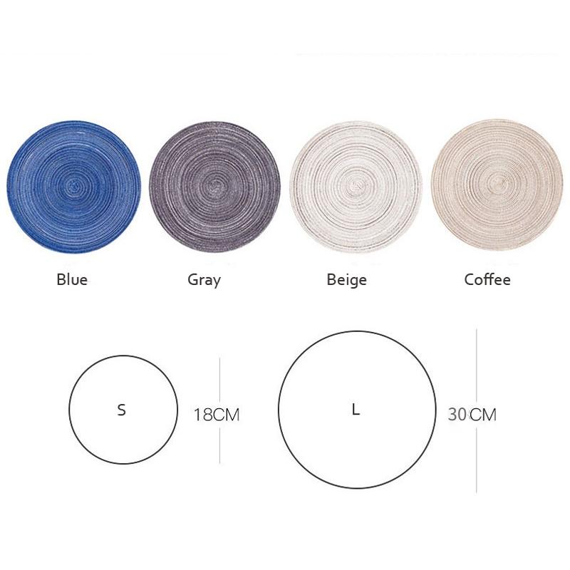 6 Stück runde Tischsets aus gewebtem Ramie, rutschfeste Esstischmatten, rutschfeste Geschirr-Schüssel-Pads, für Küche, Getränke, Tassenuntersetzer