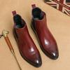 New Italy Men's Chelsea Boots Luxury Brand Formal Shoes Red Sole Square Dress Shoes Business Designer Ankle Boots for Men Boots