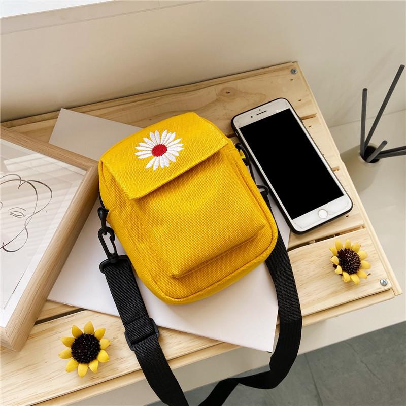 Women's Crossbody Bag Korean Canvas Mini Shoulder Bag Simple and Versatile Small Phone Bag