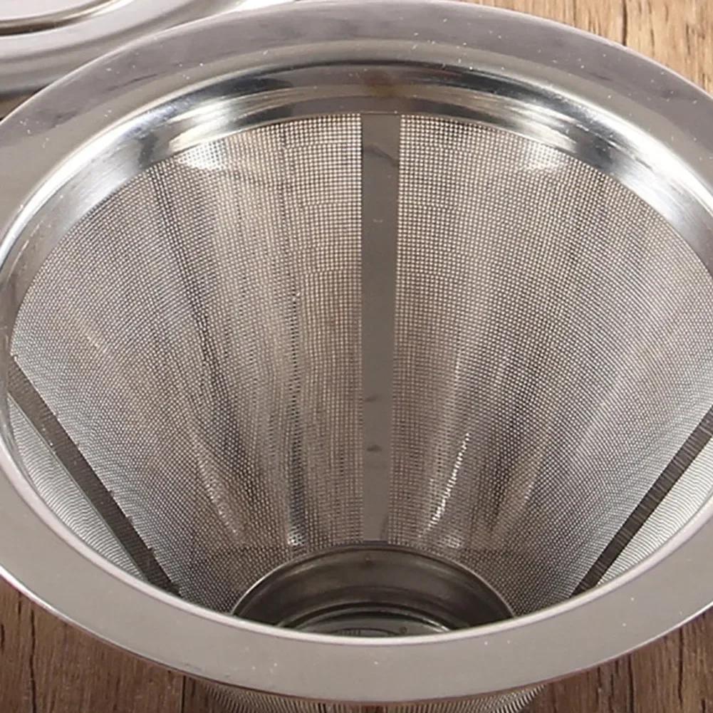 Stainless Steel Coffee Filter Reusable Pour Over Cone Dripper Holder Mesh Hand Brewed Coffee Filter Coffee Cone Filter New
