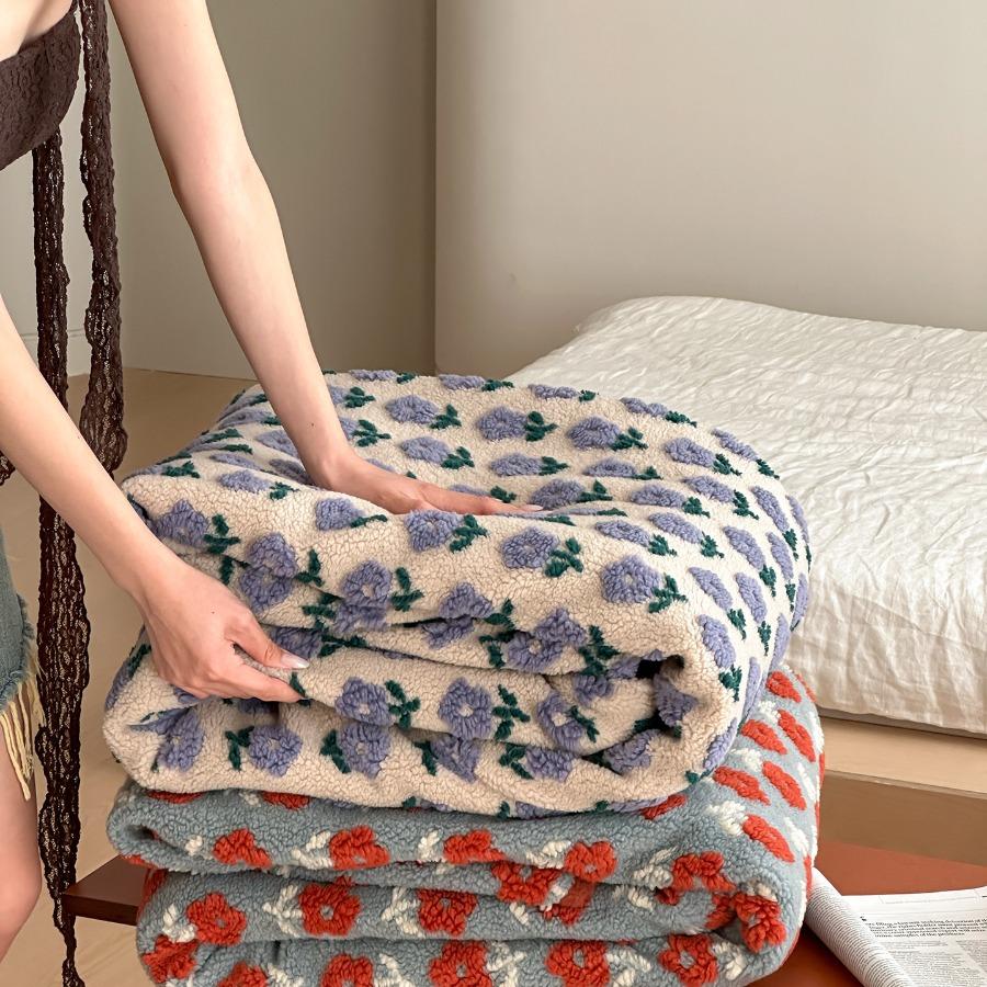 Vintage Jacquard Sherpa Fleece Throw Blanket Heavy Weight Plush Couch Bed Warm Cozy Air Conditioning Quilt Winter Warm Gift