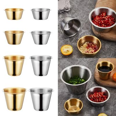 Plat à Assaisonnement en Acier Inoxydable 304 Moutarde/Salade/Ketchup pour Frites Tomates Récipient à Condiments Multifonctionnel Argent Or