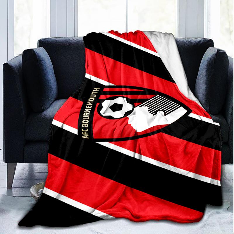 1PC Soccer Ball Afc Crest Printed Soft Flannel Blanket Throw for Adult Bedroom Living Room Sofa Camping Travel Fan Gifts Christmas Gifts