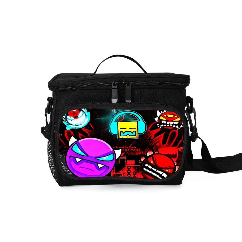 Geometry Dash Lunch Box for Kids Teens Insulated Lunch Bag Portable Cooler Bag Large Capacity Gray