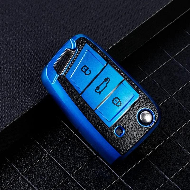 For Volkswagen VW Polo Golf7 MK7 Tiguan for Skoda Octavia Kodiaq Karoq for Seat Ateca Car Key Case Cover Bag Keychain Protector