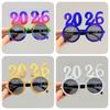Shiny 2026 Happy New Year Glasses Cute Creative Christmas Glasses Colorful Sweet New Year Decorative Sunglasses