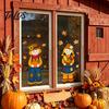 Non Adhesive Window Decals Fall Clings, Autumn Scarecrow Maple Leaf Stickers, Reusable Double-Sided Removable Pumpkin Clings Static PVC Glass