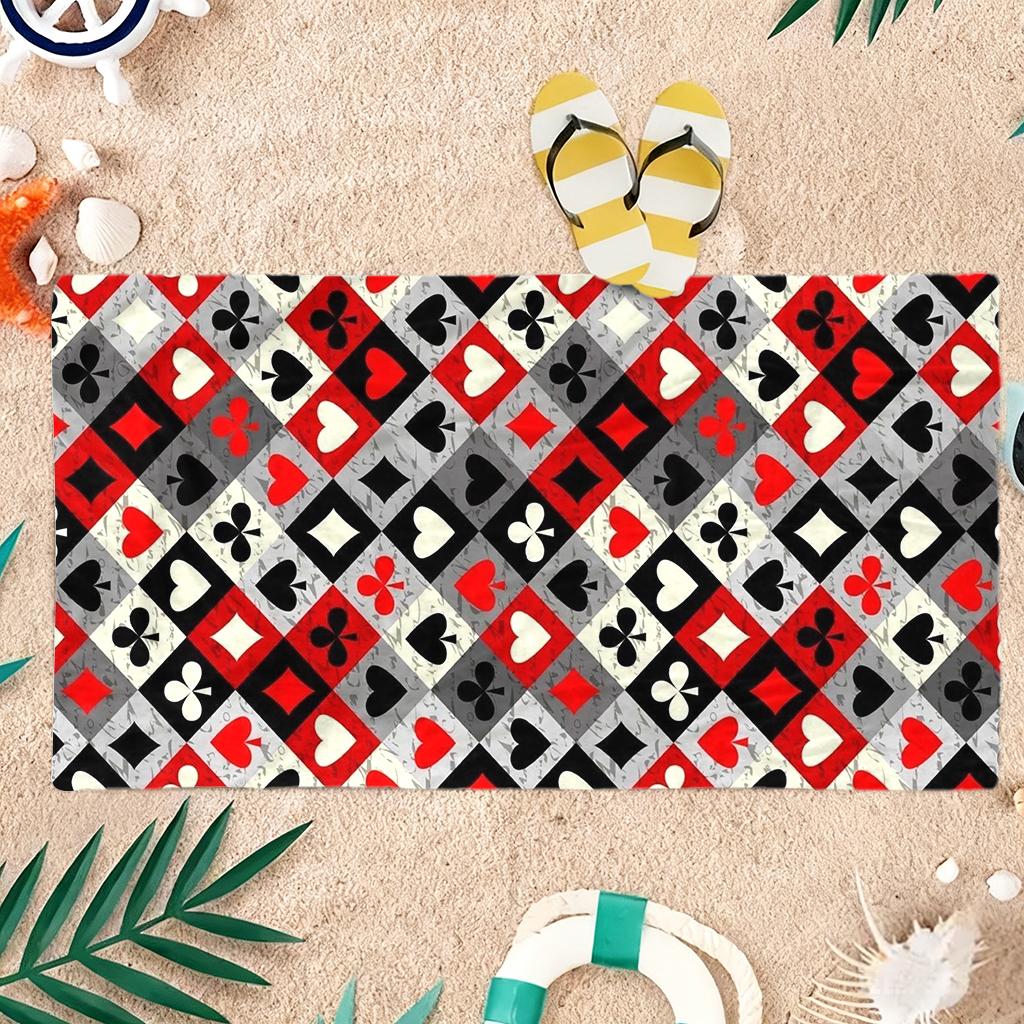 1pc Poker Color Style Beach Towel Large Quick-drying Towel Suitable for Beach Yoga Pool Gym Sport Towel Summer Gift for Friends
