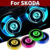 Car Sticker 2025 Hot Car Cup Holder LED Light Car Cup Pad Colorful Light Coaster For Skoda Octavia A5 Superb Old Febia Roomster 
