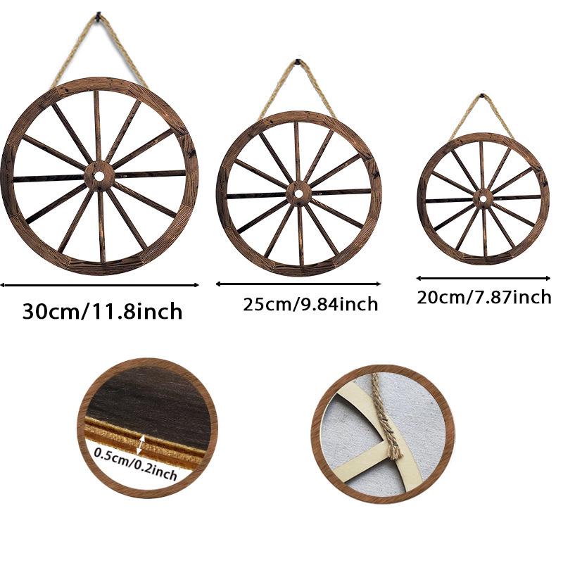 Retro Western Wooden Wagon Wheel Wall Decor