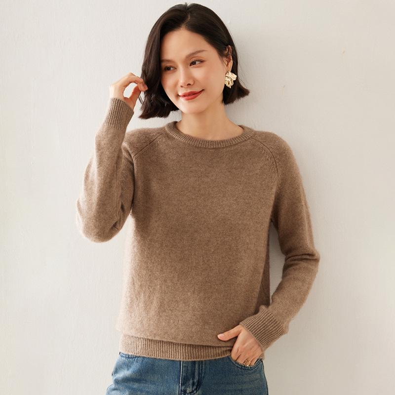 Women's Cashmere Sweater - Autumn/Winter Lazy Style, Thick Loose Knit, Round Neck Pullover Base Layer