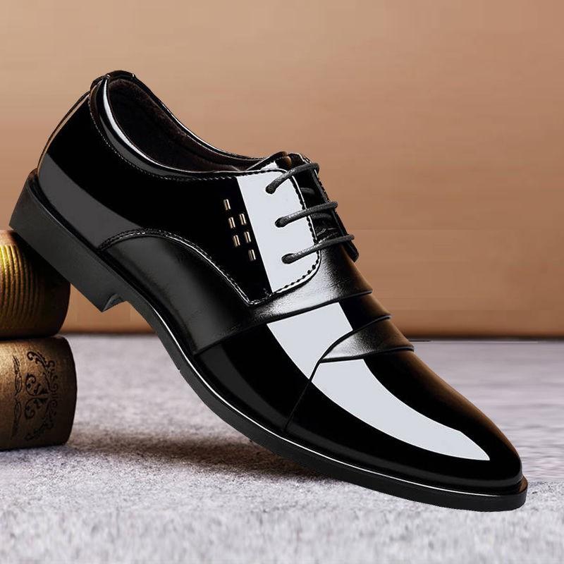 

2025 new leather shoes men s youth business dress pointed spring and autumn large size versatile wedding shoes work shoes men 48