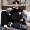 Men's pajamas coral fleece autumn and winter warm home leisure suits can be worn outside plush loungewear men's