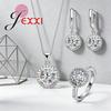Exquisite Women Wedding Necklace Earring Ring Jewelry Set 925 Sterling Silver Zircon Crystal Jewelry Set