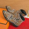 Men’s Leopard Print Boots Dress Formal Leather Boots Pointed Toe Shoes Tuxedo Wedding Shoes Plus Size