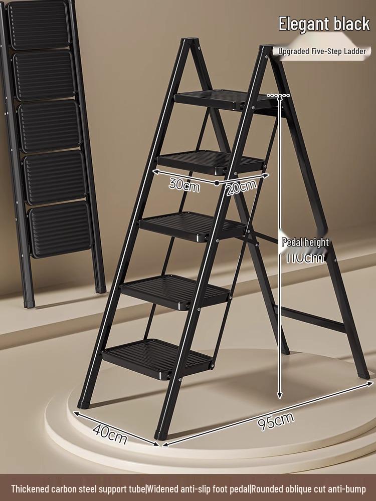 Telescopic Folding A-Frame Ladder: Thickened Indoor Multi-Functional 4-Step Stool