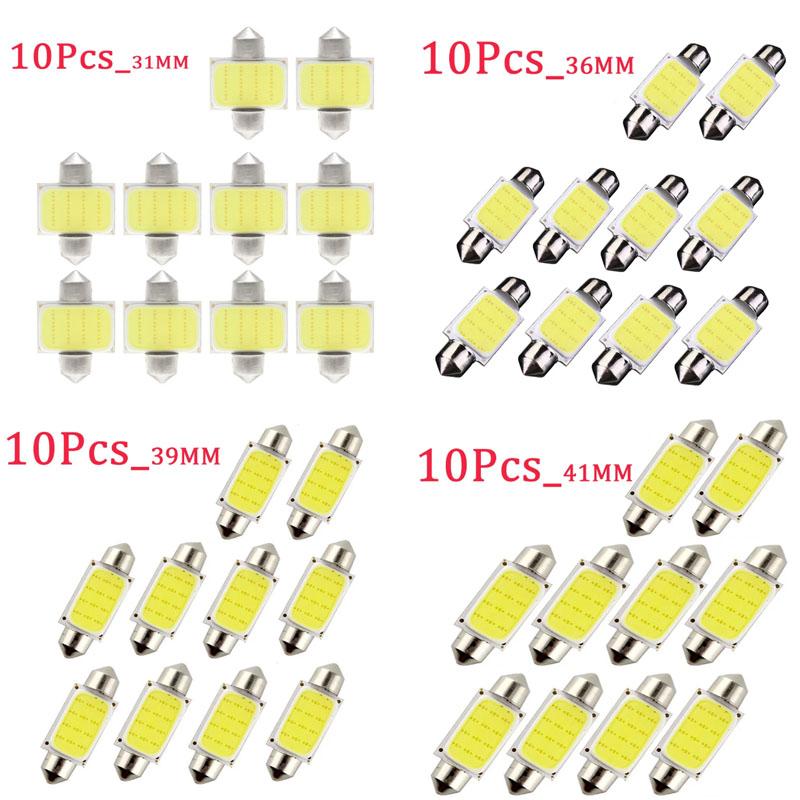 10-40Pcs White COB C5W LED Bulbs 12V 24V Car Auto Festoon Dome Interior LED Lights Lamp Roof Reading Bulb 31mm 36mm 39mm 41mm Bulbs 7