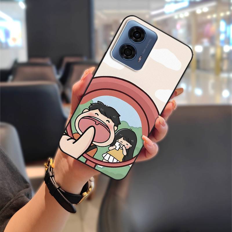 Phone Pouch Couple Phone Case For MOTO G24 Power TPU Soft Case Shockproof Durable Waterproof Cartoon Cute Protective