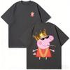 Summer Peppa Pig Page Cartoon Pattern Printed T-shirt Kids Unisex Breathable Loose Casual