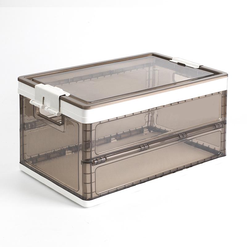 

Прозрачный складной ящик для хранения книг, закусок, одежды и игрушек 55L, Brown, Without Wheels, 52.5*36*29.5 cm белый