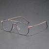 Retro Ultra-Light Double-Beam Metal Flat Glasses Classic Casual Unisex Frame for Large Faces
