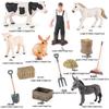 Farm Animal and Human Figures Playset with Fences: Rabbit, Sheep, Donkey, Cow - Parent-Child Simulation Toy