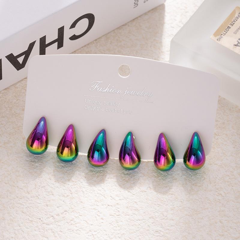 Earrings Exaggerated Water Drop Stud Earrings Female Niche Simple Fashion Smooth Hanging Water Drop Stud Earrings