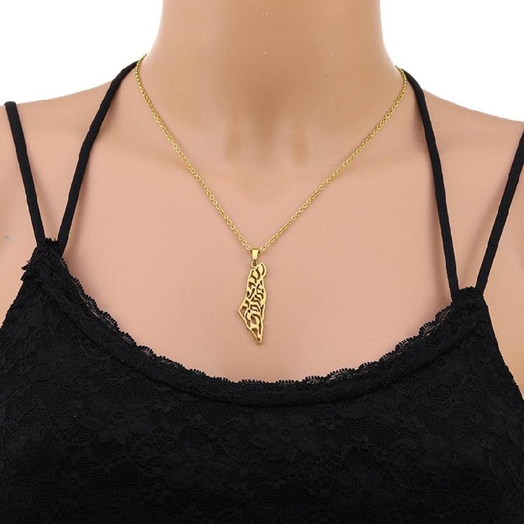 Vintage ISR PS Map Pendant Necklace Women Men Fashion Jewelry Gift