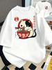 Cute Raunisex Cat Japanese Print TShirt Kawaii Anime Harajuku Streetwear Oversized Casual Tee Unisex