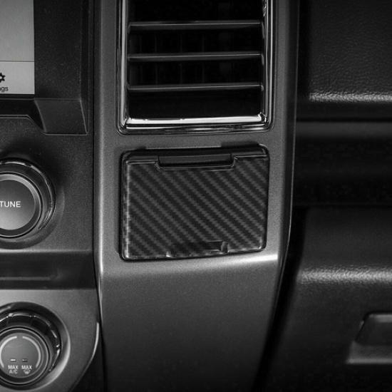 Central Electrical Outlet Socket Interior Trim for Ford F150 Carbon Fiber Grain
