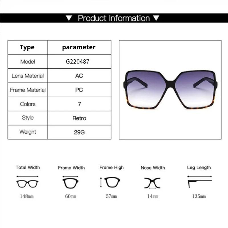 Oversized Sunglasses for Women Vintage Brand Sun Glasses UV400 Big Square Frames Eyeglasses Female Male Retro Eyewear Woman