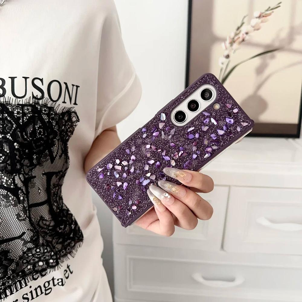 Squisita Custodia per Telefono Antiurto Glitterata con Diamanti Ribaltabile per Samsung Galaxy Z Fold 7 6 5 4 3 Materiale TPU Protettore Copertura Mobile