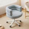 Cream French Style Vanity Stool, Rotating Ottoman with Polyester Upholstery, Sponge Filling, Hardwood Frame, Manual Recliner