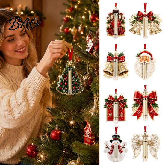 Clear Money Holder Capsule Christmas Cash Gift Ornament, Acrylic Holder, Funny Xmas Tree/Bow/Santa/Bell Shaped Hanging Decoration for Tree,