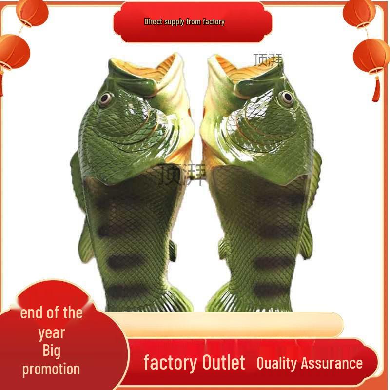 Men's Fashionable & Non-Slip Fish Slippers: Creative Salted Fish Flip Flops for Outdoor Wear.