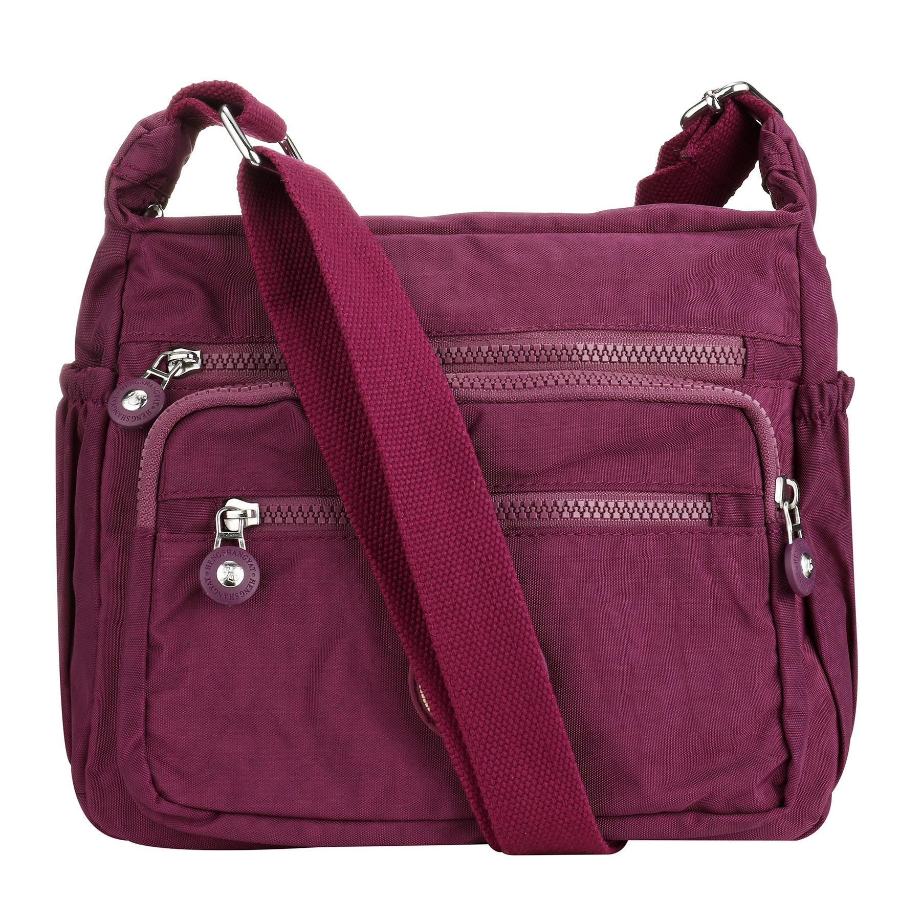 

Multi-Pocket Casual Crossbody Bag For Women, Nylon Waterproof Adjustable Strap Travel Messenger Bags Shoulder Bags And Purses фиолетовый