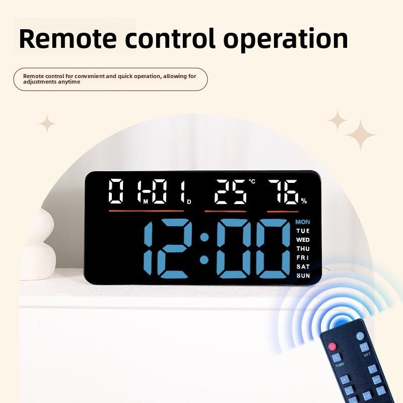 Modern Digital Wall Clock With Led Display And Temperature For Living Room Decor
