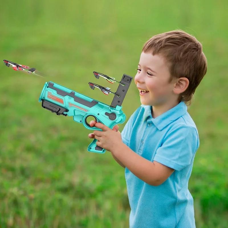 Ejection Aircraft Shooting Toys for Kids 3 To 5 Years Old Children Boy Outdoor Parent-child Sport Toys Aircraft Set Plane Toy