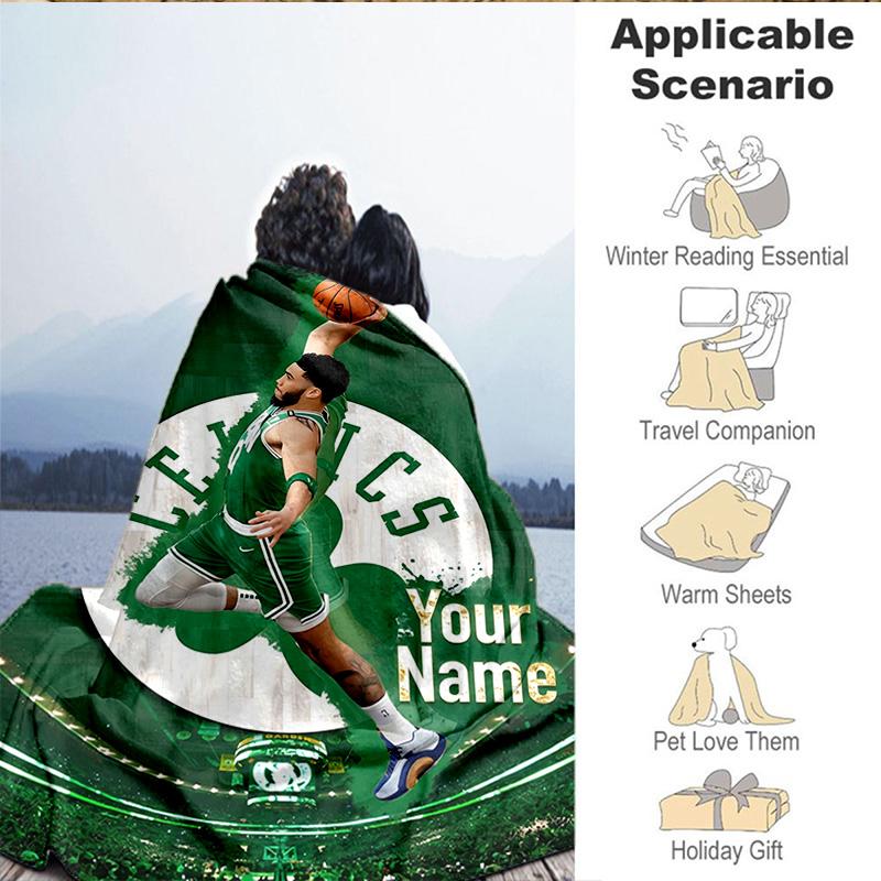 1PC Custom Name Blanket Boston Sports Icons Flannel blankets Patterns Throw Blanket All-Season Soft Gift for Couch, Bed, Camping, Birthday gifts