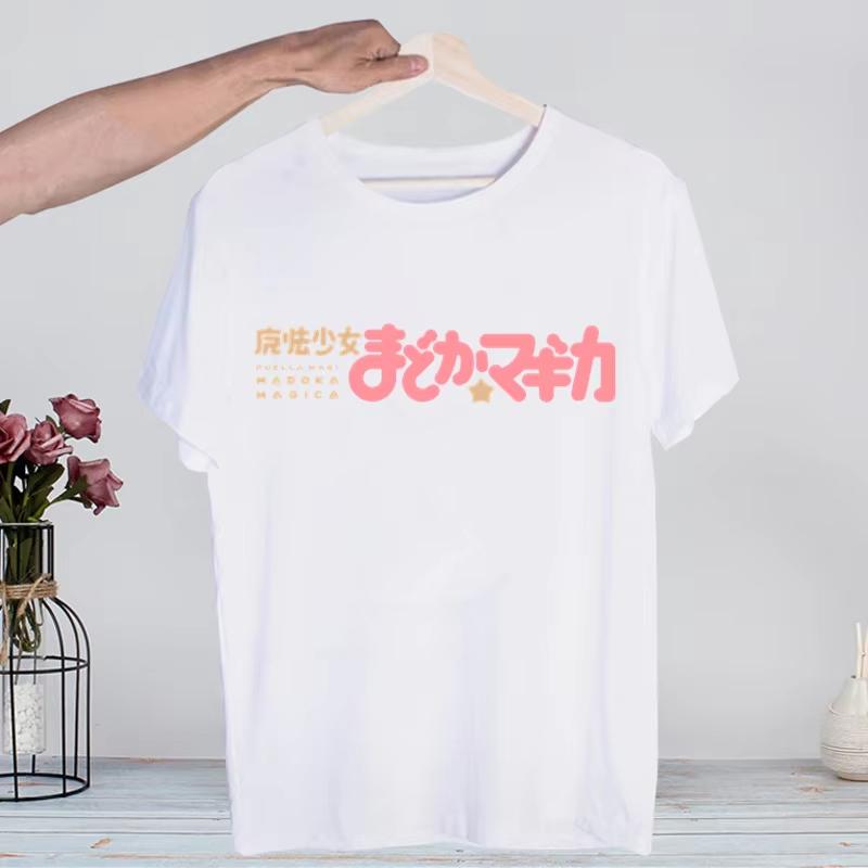 Puella Magi Madoka Magica Tshirt Unisex Retro Washed Vintage Anime Graphic Print Harajuku Streetwear Hip Hop Cotton Short Sleeve