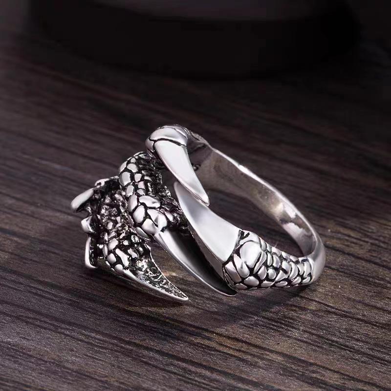 Men's Retro Dragon Claw Adjustable Ring: Dark, Ancient Style