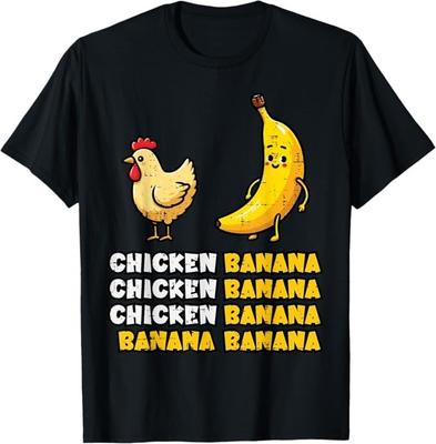 T-Shirt Danza Pollo Banana Meme Frutta Divertente Ragazze Bambini Donne Uomini
