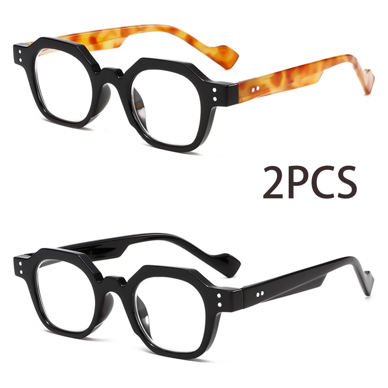 

2PCS Two pairs of stylish and comfortable large-framed reading glasses, blue light resistance, suitable for both men and women +100