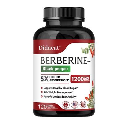 Kapsle Berberin Hydrochlorid Berberin a Černý Pepř Pomáhají při Regulaci Krevního Cukru Hmotnost 120 Vegetariánských Kapslí