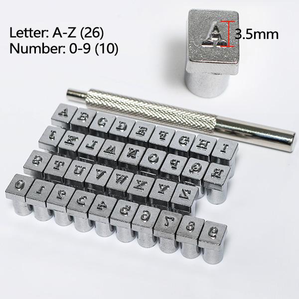 

ZONESUN Набор для штамповки металла с буквами и штампами для кожи Набор инструментов для рукоделия Металлические инструменты для кожи Штамповка изделий из кожи 3.5mm